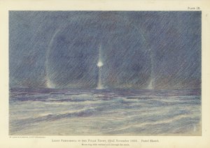 Light phenomena in the polar night, 22 November 1893, pastel sketch by Fridtjof Nansen