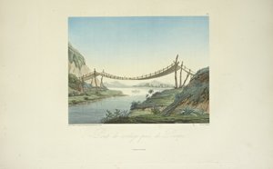 Rope Bridge near Penipe, drawn by Marchais, engraved by Bouquet, illustration from 