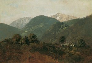 View from Scheuchenstein to Gauermannhof with Schneeberg in the Background