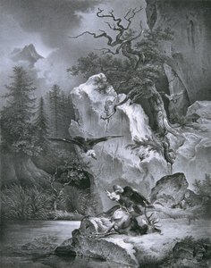 Vulture with Dead Deer by Friedrich August Mathias Gauermann