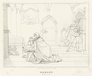 Hamlet, Act III, Scene 3 by Friedrich August Moritz Retzsch