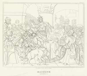 Macbeth, Act III, Scene 4 (engraving) by Friedrich August Moritz Retzsch
