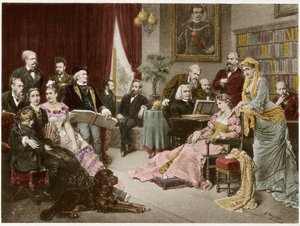 Richard Wagner and Liszt at Bayreuth with Cosima and Siegfried - After Fritz Georg Papperitz