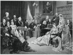 Richard Wagner and Liszt at Bayreuth with Cosima and Siegfried (after Fritz Georg Papperitz)