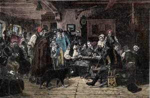 Silesian War: Recruiting for the Silesian Army - Silesia Wars (1740-1763): Recruiting the troops of Frederic II of Prussia, known as the Great - 1882 - Woodcut by Hiddemann, Friedrich by Friedrich Hiddemann
