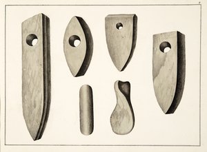 Stone weapons, plate from A History of the Development and Customs of Chivalry, by Dr. Franz Kottenkamp, published by Carl Hoffmann by Friedrich Martin von Reibisch