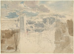 Ruins of a Fortified Tower among Wooded Hills