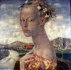 A Maiden with a Red Carnation by Friedrich Stahl
