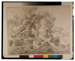 Faun and Nymph in Arcadian Landscape by Friedrich the Elder Preller