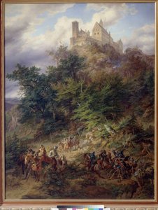 Landscape with Knights (The Wartburg) by Friedrich Preller the Elder