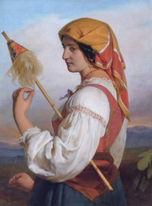 Italian Woman (Chiaruccia) with Distaff by Friedrich von Amerling