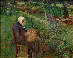 Woman Peeling in the Garden by Fritz Mackensen