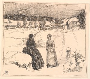 Out in the Snow Sat a Woman in Long Black Clothes... by Fritz Syberg