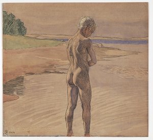 Hans Standing in the Water. Motif from Fyns Hoved by Fritz Syberg