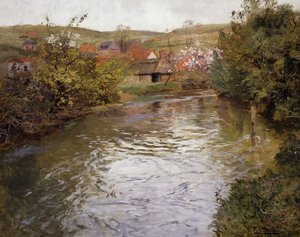 Farmhouses on the Banks of a Stream