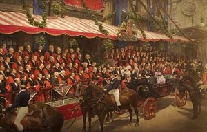King Edward VII Conferring the Honour of Knighthood on Alderman Edward B. James at the Council House, July 9 1908 by Fritz von Kamptz