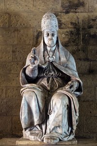 Statue of Pope Julius III by Sculptor Fulvio Signorini in the Chigi Saracini Palace, Siena, Siena Province, Tuscany, Italy