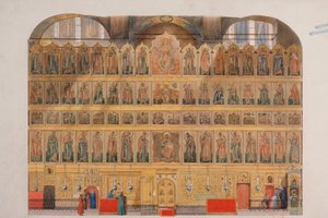 The Iconostasis in the Assumption Cathedral in the Moscow Kremlin by Fyodor Solntsev