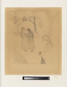 Three Young Girls on a Road, the Foremost with a Book by G.F. Clement