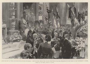 Anniversary of the Assassination of King Humbert, Deputations from the Italian Provinces placing Wreaths on Tomb in the Pantheon at Rome by G.S. Amato