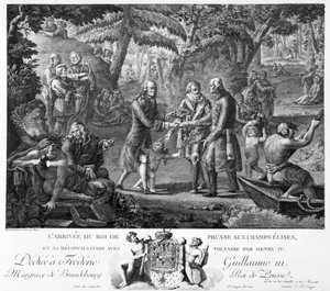 Henri IV reconciling Frederick William II and Voltaire at the Elysian Fields