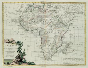 Africa divided into its main states, engraving by G. Zuliani taken from Tome I of the Newest Atlas published in Venice in 1776 by Antonio Zatta by G. Zuliani