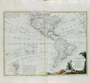 America divided into its main states, engraving by G. Zuliani taken from Tome I of the Newest Atlas published in Venice in 1776 by Antonio Zatta
