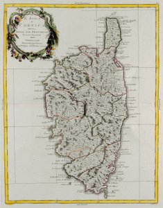 Island of Corsica divided into its provinces, engraving by G. Zuliani taken from Tome II of the 