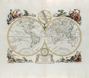 World Map and a general description of the globe, engraving by G. Zuliani taken from Tome I of the Newest Atlas published in Venice in 1774 by Antonio Zatta by G. Zuliani