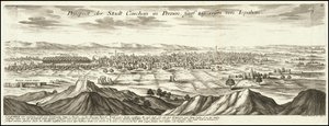 1720 illustration - Prospect of the city of Kashan in Persia five days journey from Isfahan by Gabriel Bodenehr
