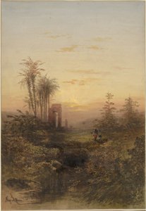 Sunset in an Oriental Landscape by Gabriel Hippolyte Lebas
