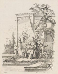 Seated Woman with Children and Servants