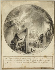 Gabriel de Saint-Aubin Executing the Portrait of the Bishop of Chartres by Gabriel Jacques de Saint Aubin