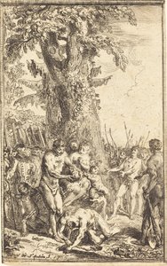 Heroic Act of a Father Who Sacrifices for His Son by Gabriel Jacques de Saint Aubin
