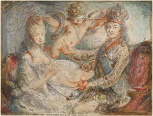 Louis XVI and Marie-Antoinette Crowned by Love by Gabriel Jacques de Saint Aubin