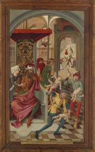 Wing of St. Vitus Altar from the Monastery Church of Tegernsee; Front: The Massacre of the Innocents, Back: The Saints Vitus, Modestus, and Crescentia Strengthened with Manna