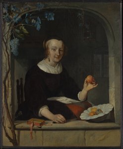 A Woman Seated at a Window by Gabriel Metsu