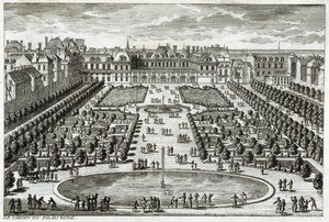 View of the Parc du Palais Royal in Paris. Engraving by Perelle, end of the 17th century by Gabriel Perelle