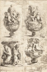The Four Vases by Gabriel de Saint-Aubin