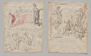 Theatre Scene (recto); Lingerie Boutique and Conversation (verso)