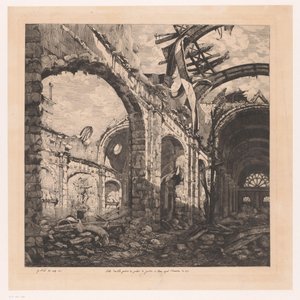 Ruins of the Salle des pas perdus in Paris after the Fire of 1871