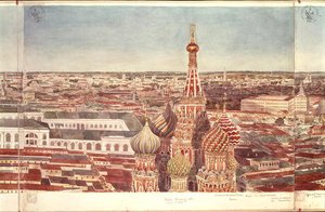 Panorama of Moscow, depicting St. Basils Cathedral, 1819 by Gadolle