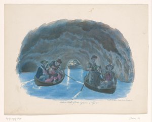 Figures on Rowboats in the Blue Grotto in Capri by Gaetano Dura
