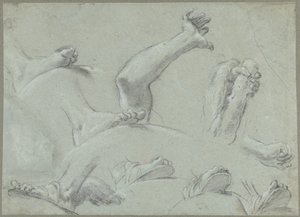 Sketch Sheet with Studies of Feet, Hands, and an Arm by Gaetano Gandolfi