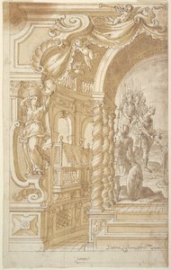 Design for an Illusionistic Wall Decoration, with a King Accompanied by Soldiers by Gaetano Lazzara
