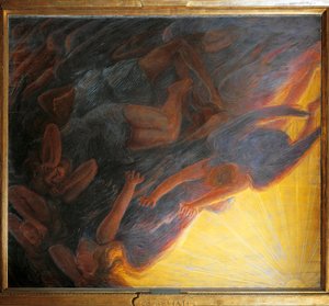 Fall of Angels, triptych central panel by Gaetano Previati