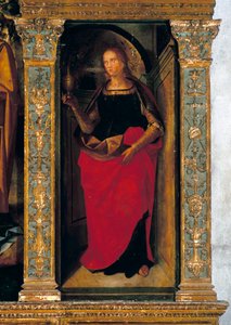 Polyptych with the Nativity with side panels featuring Saints Peter, Paul, Clement and Magdelene (detail)