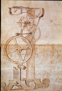 Clock a weighing pendulum studied by Galileo Galilei in 1638 to measure time. Drawing. Florence, National Library