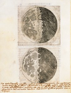 Starry Messenger with drawings of the phases and surface of the Moon