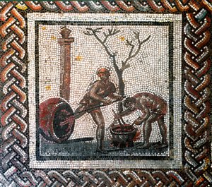 Jar poistering scene. (mosaic, end 2nd, beginning of 3rd century) by Gallo Roman